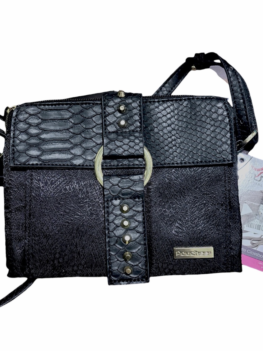NWT Pouchee Safari Black Travel Crossbody Bag Wallet
